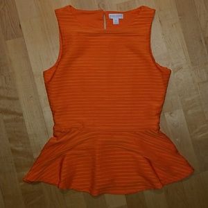 Orange Bisou Bisou peplum top